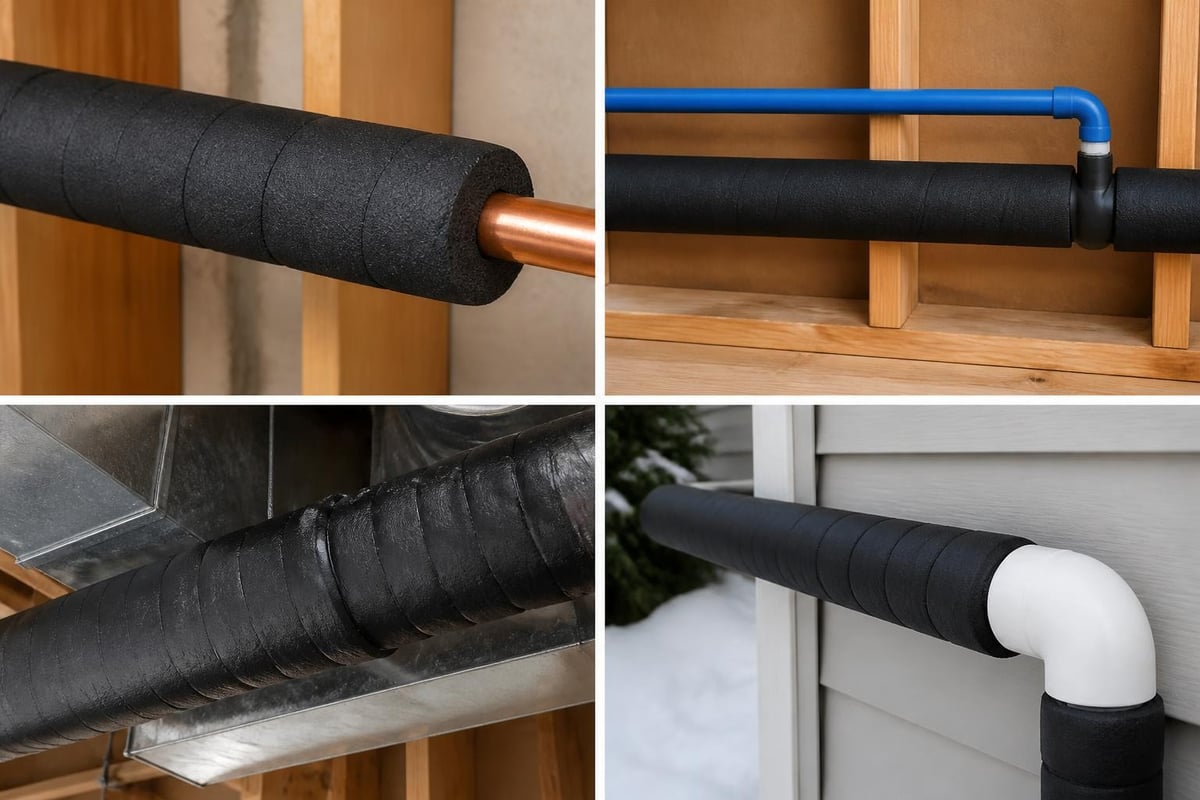Common residential pipe lagging tape applications