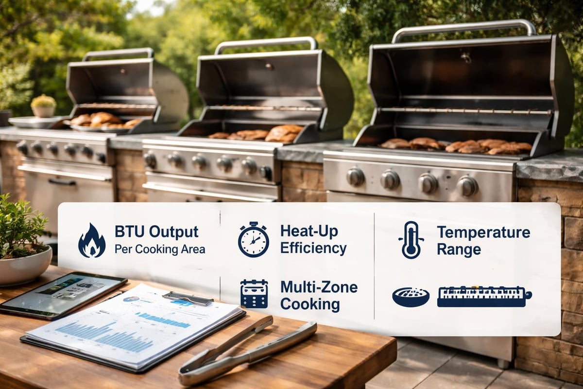 Barbecue grill performance metrics