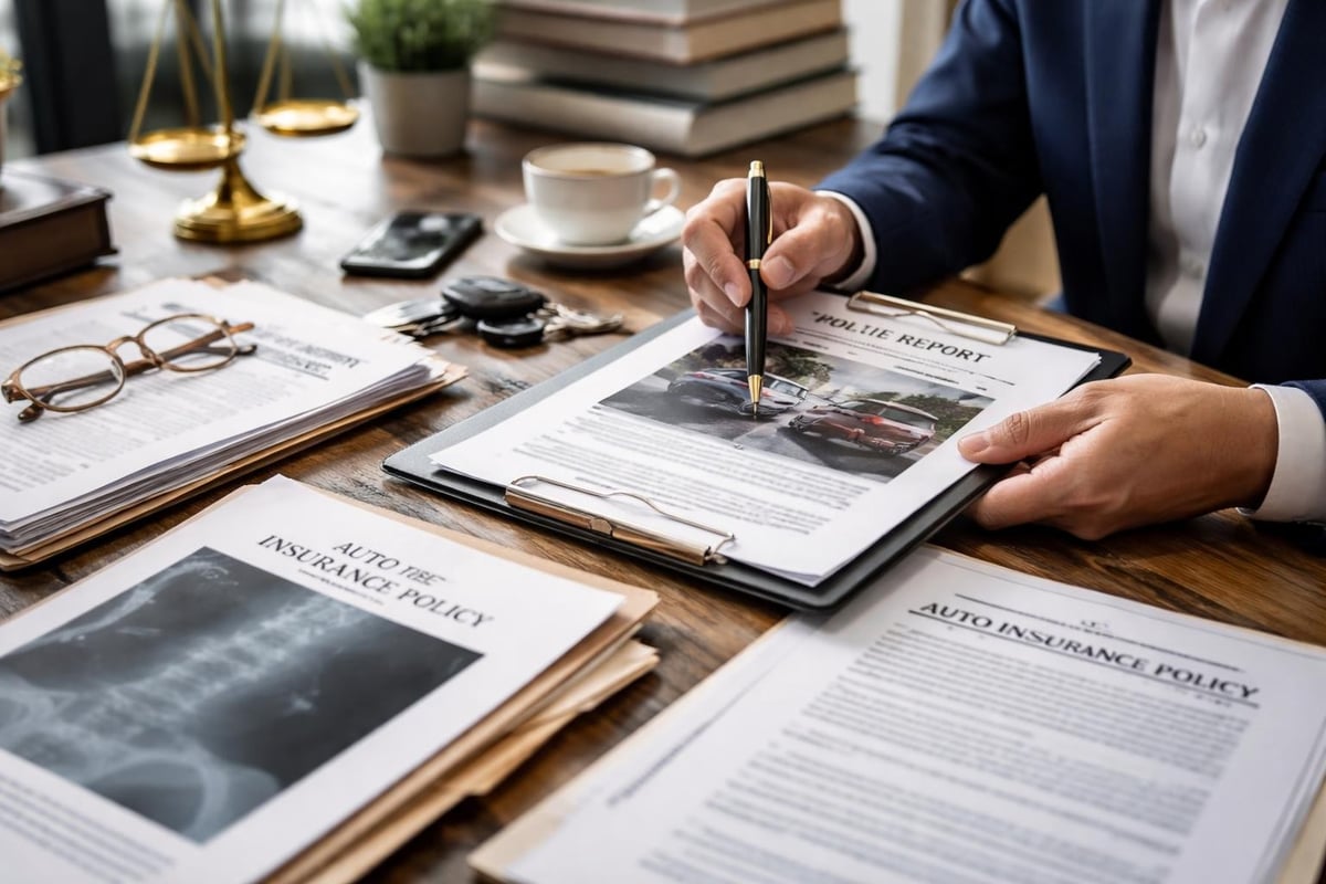 Attorney evaluating accident evidence