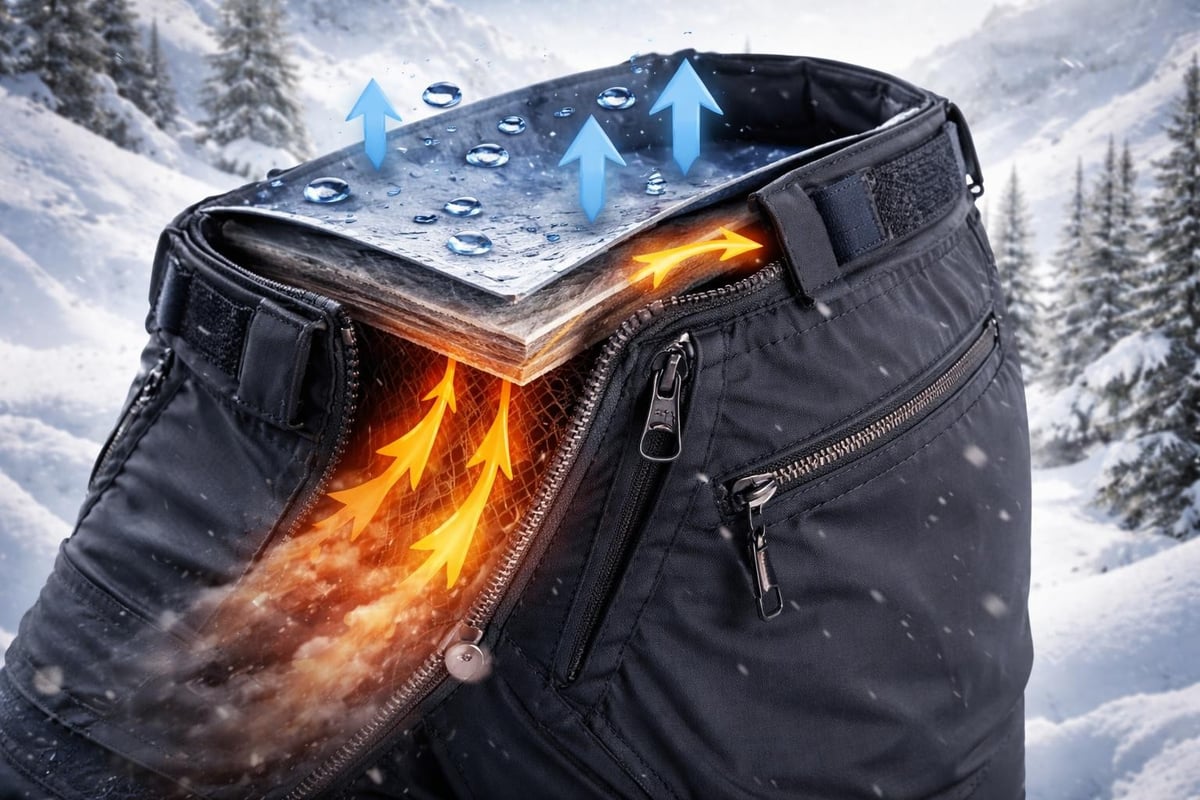 Weather protection systems in snow pants