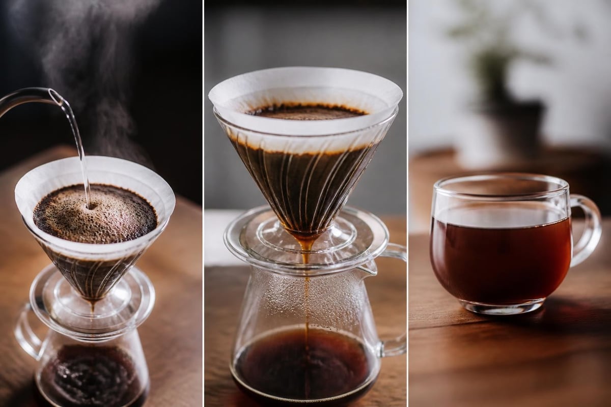 Flavor development in pour over coffee
