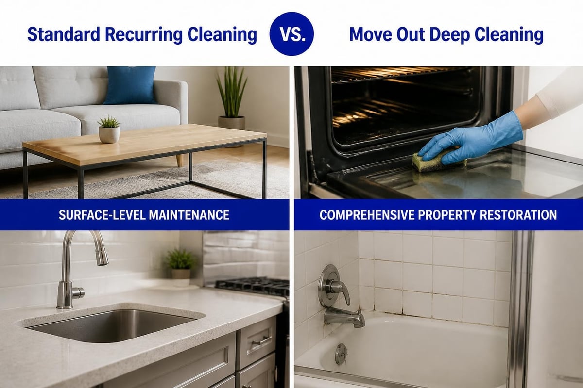 Move out cleaning vs regular cleaning comparison