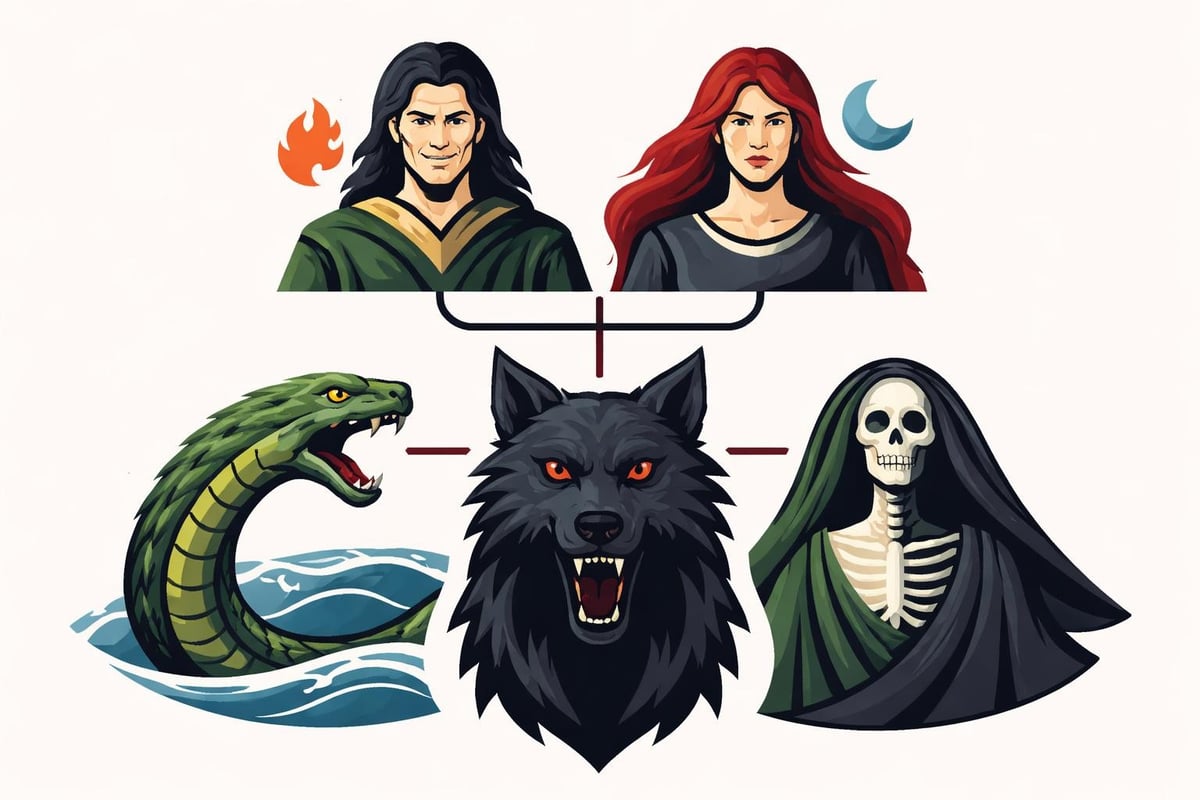 Fenrir's mythological family tree