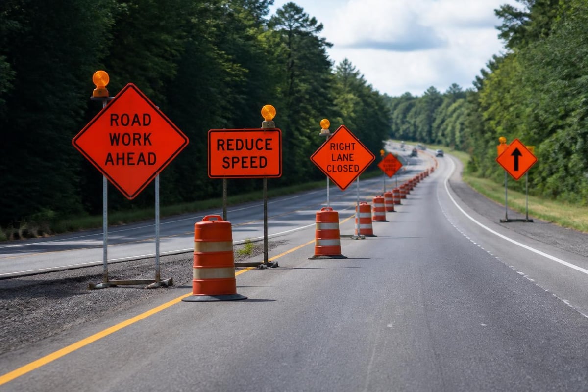 Construction zone signage sequence