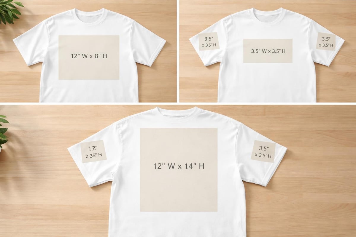 Screen print placement zones