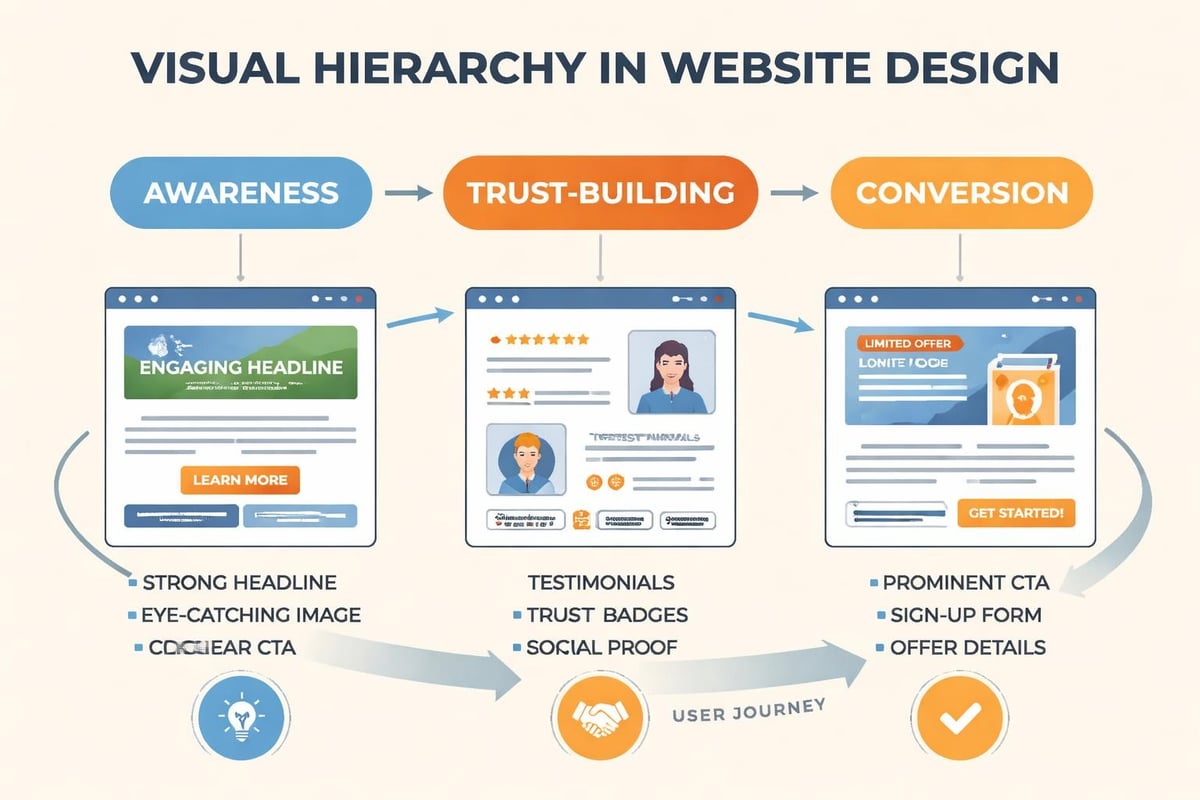 Website hierarchy guiding visitors