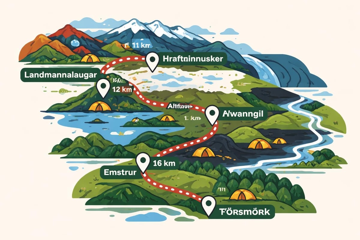 Laugavegur trail route map