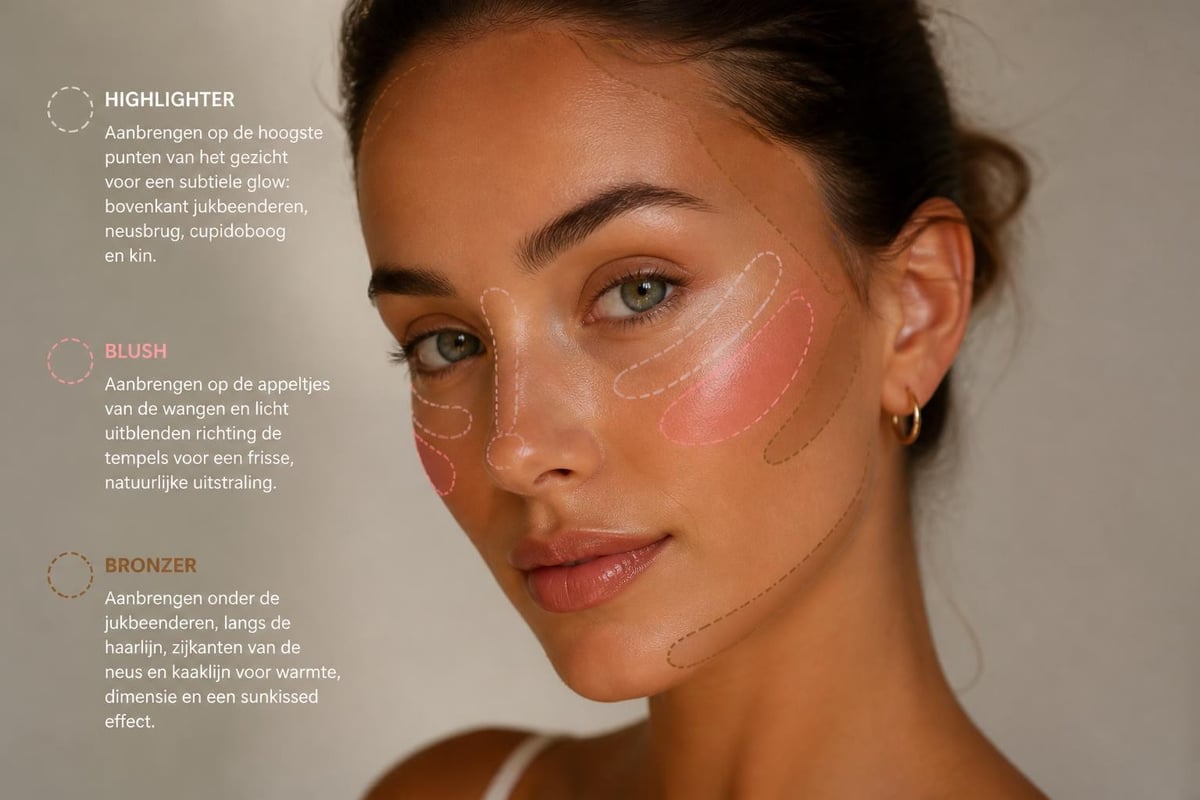 Bronzer en blush plaatsing
