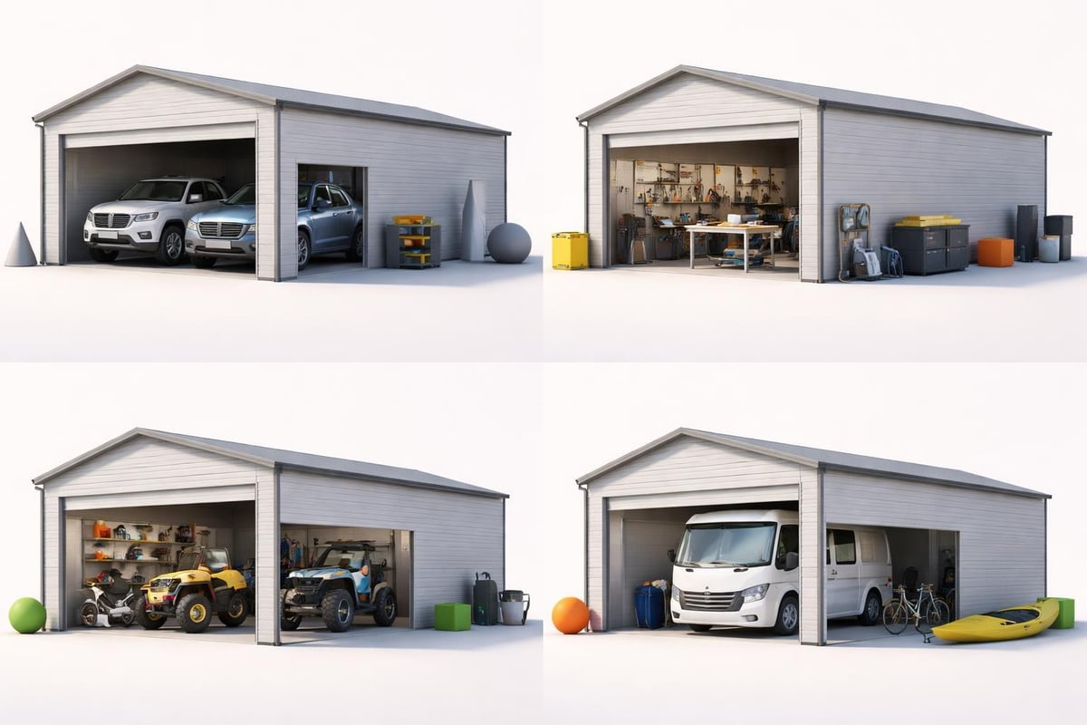 Enclosed metal carport versatile uses