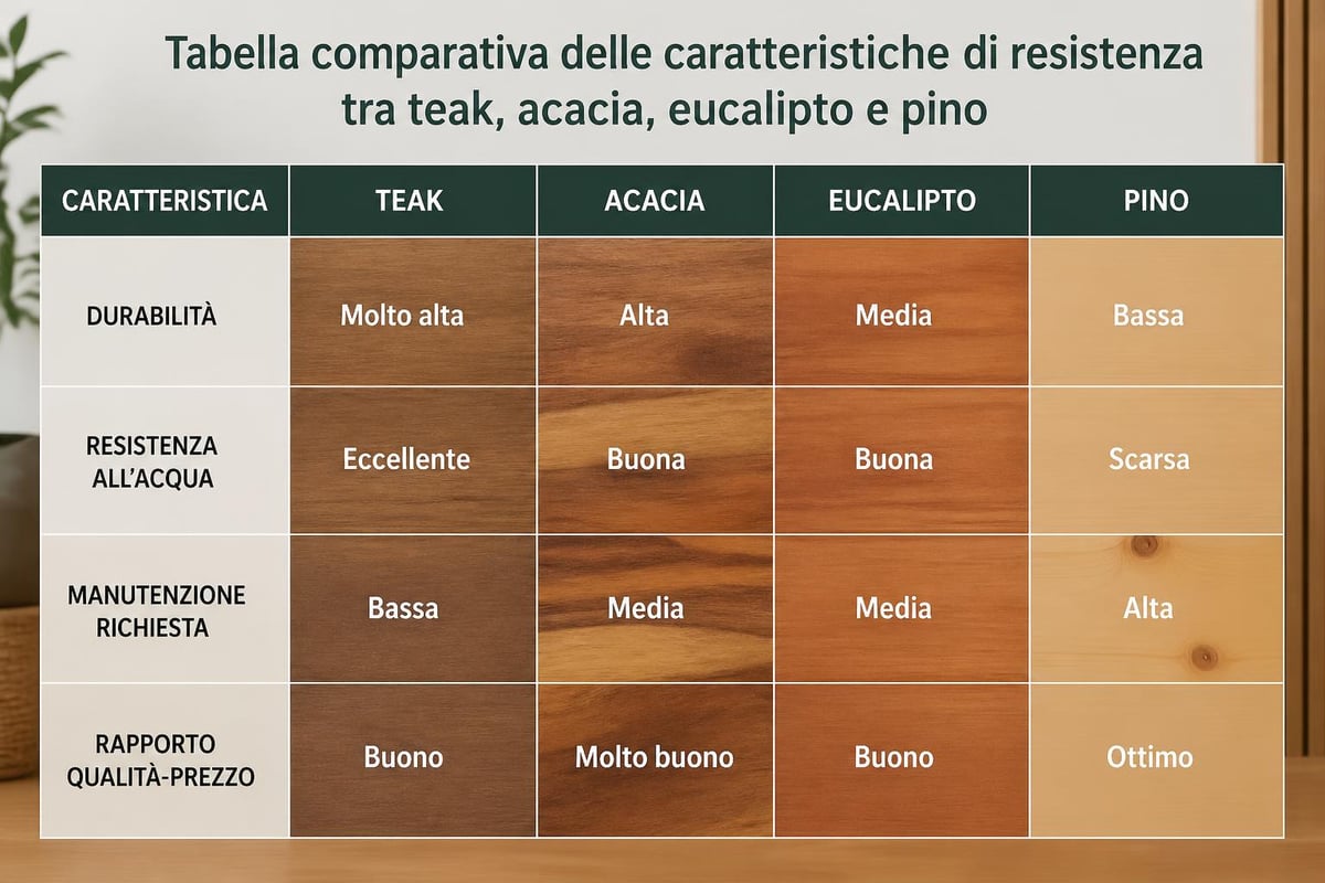 Confronto resistenza legni da giardino