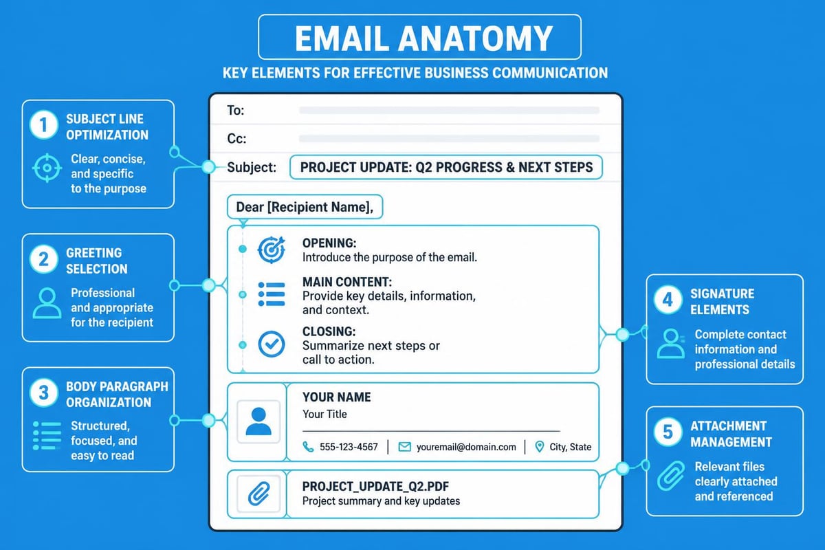 Professional email structure components
