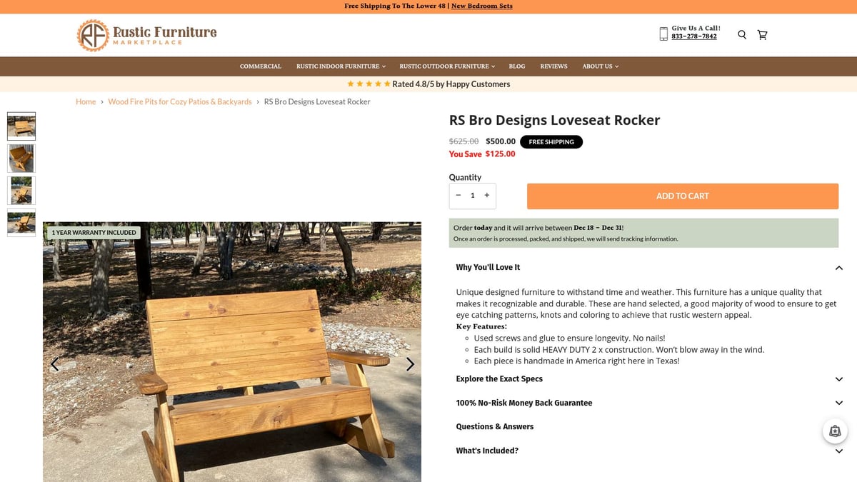 7 Best Rustic Outdoor Rocking Chair Picks for Relaxing Outdoors 2026 - RS Bro Designs Loveseat Rocker