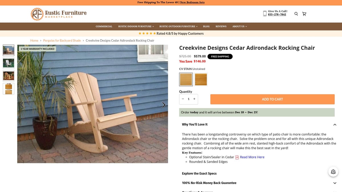 7 Best Rustic Outdoor Rocking Chair Picks for Relaxing Outdoors 2026 - Creekvine Designs Cedar Adirondack Rocking Chair