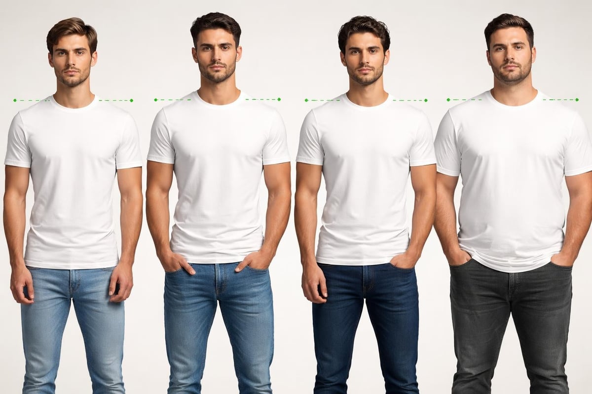 T-shirt fit guide and measurement points