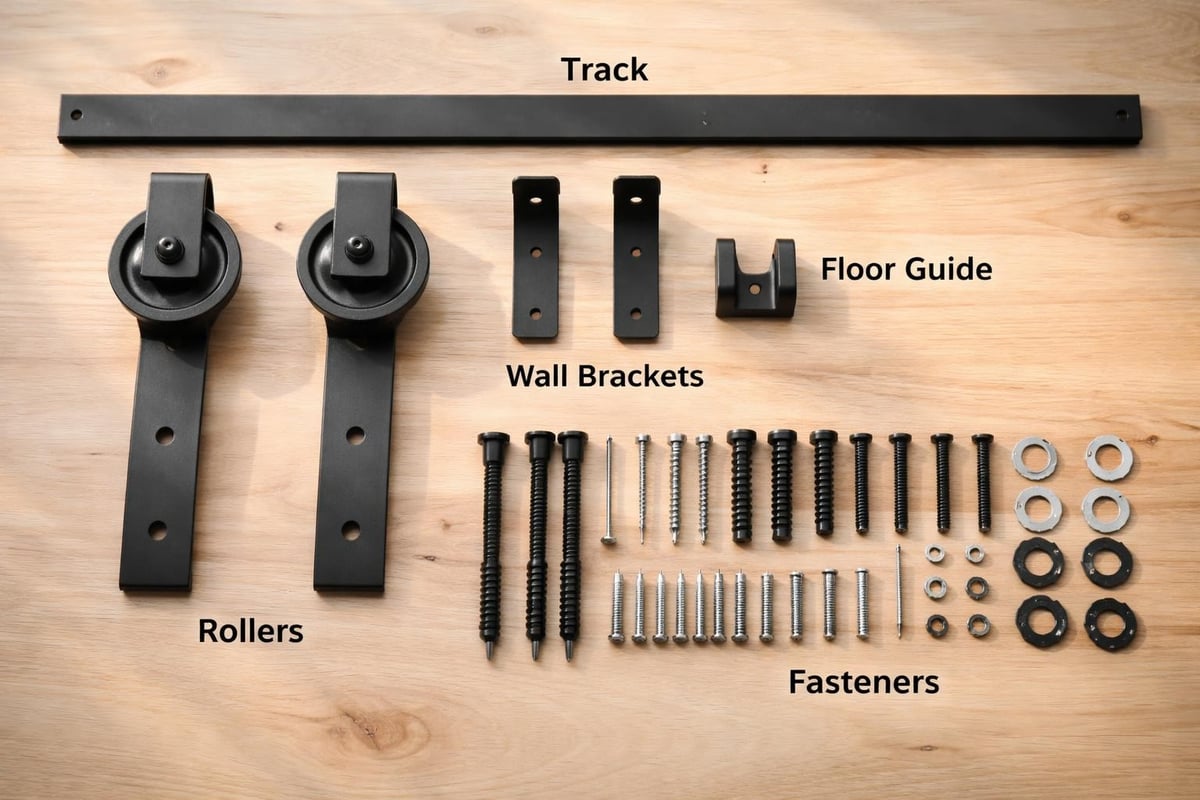 Barn door kit components