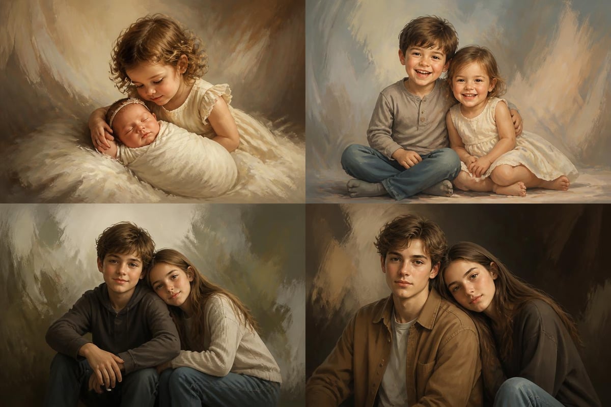 Age-based sibling photography approaches