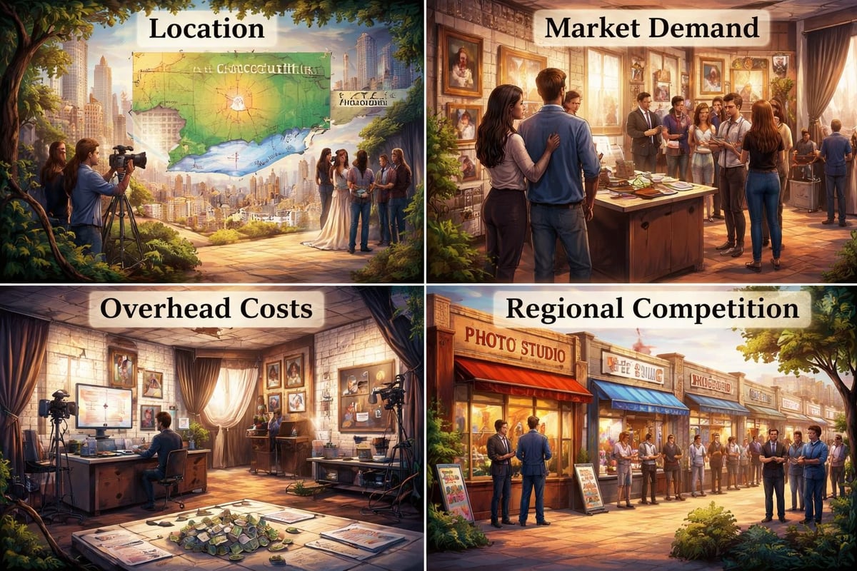 Geographic and market factors affecting studio pricing