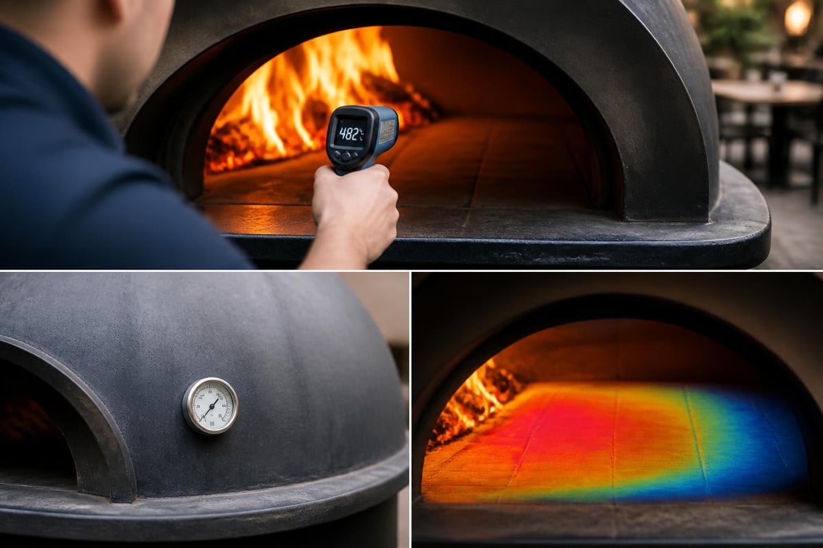 Temperature zones in pizza ovens