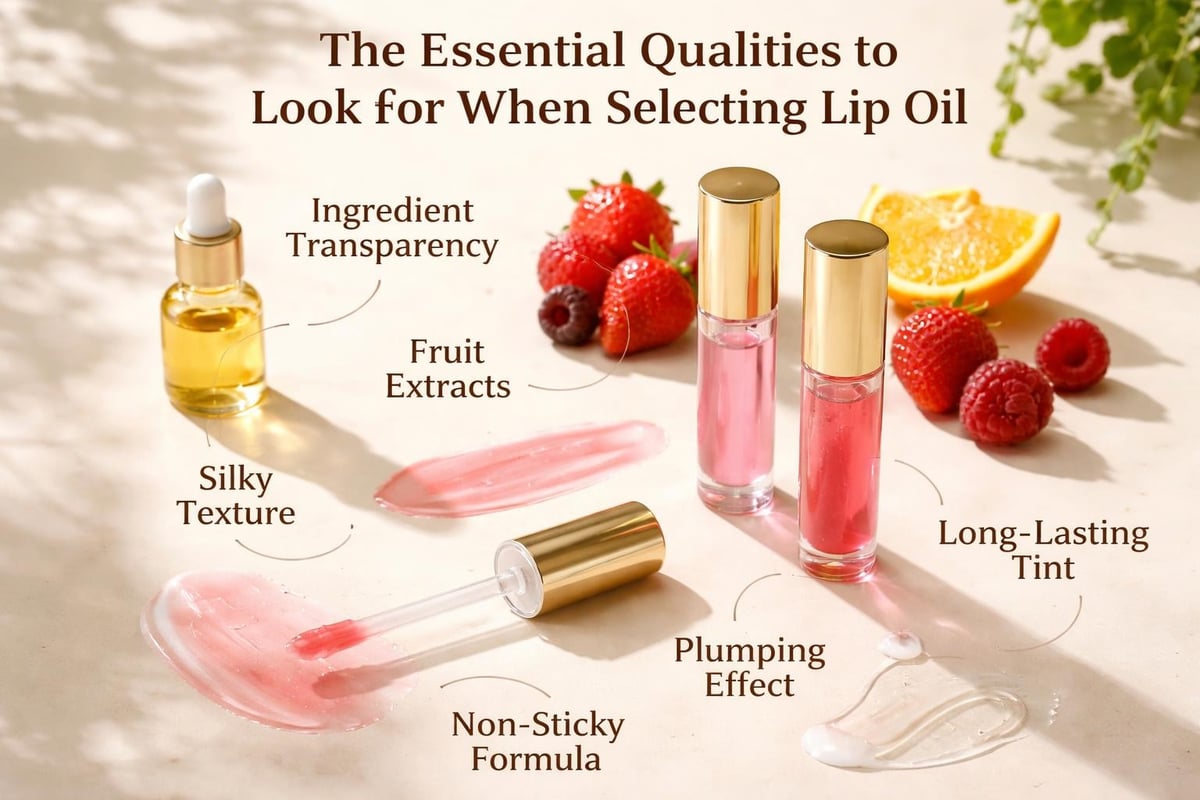 Vegan lip oil features