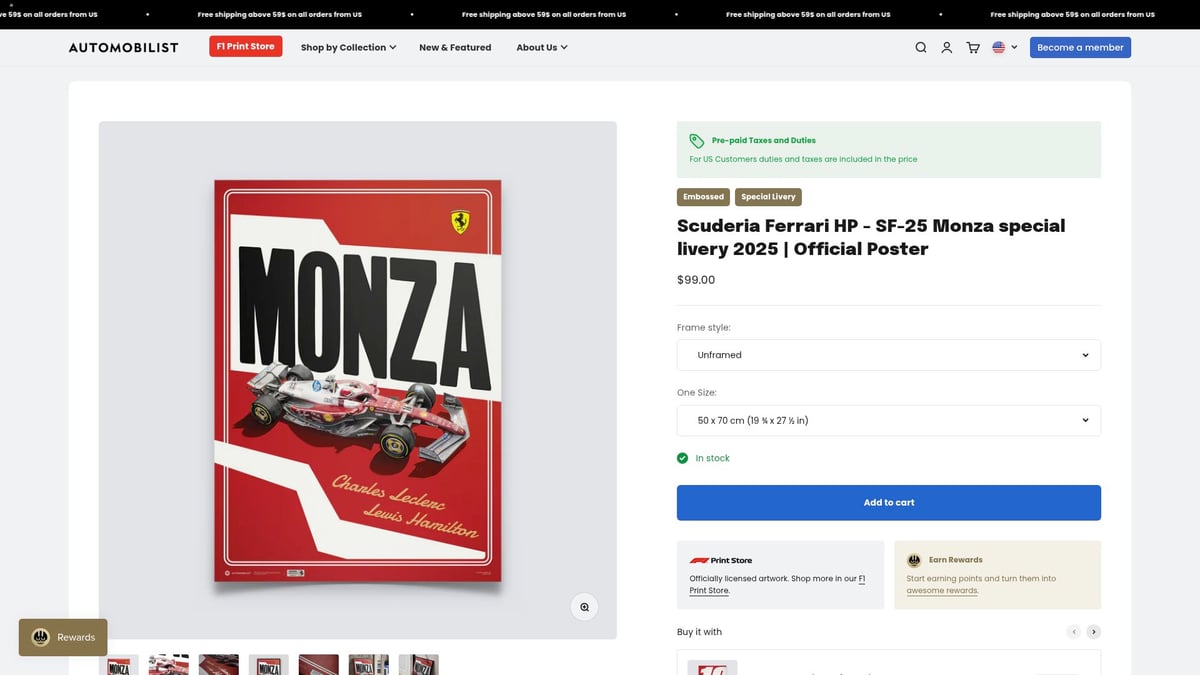 7 Best Poster Formula 1 Designs to Own in 2026 - Scuderia Ferrari HP - SF-25 Monza Special Livery 2025 | Official Poster
