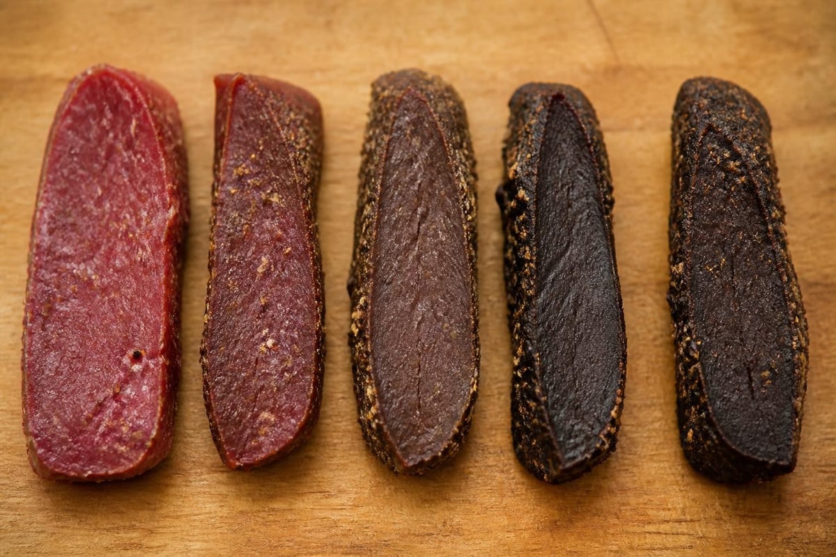 Biltong curing process stages
