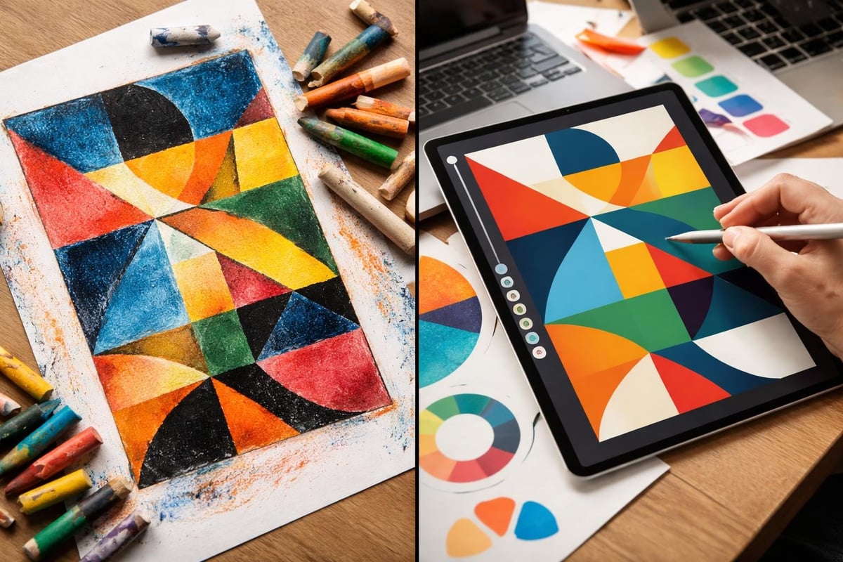 Traditional versus digital poster creation