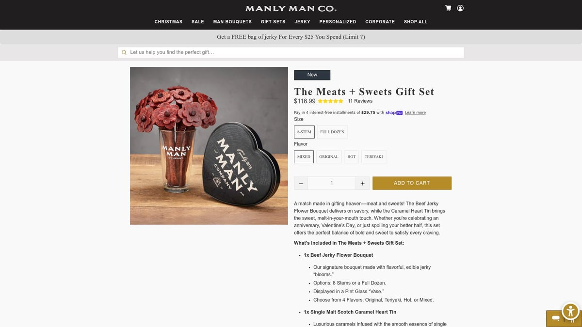 8 Best Care Package For Men Ideas To Send In 2026 - The Meats + Sweets Gift Set – Manly Man Co.