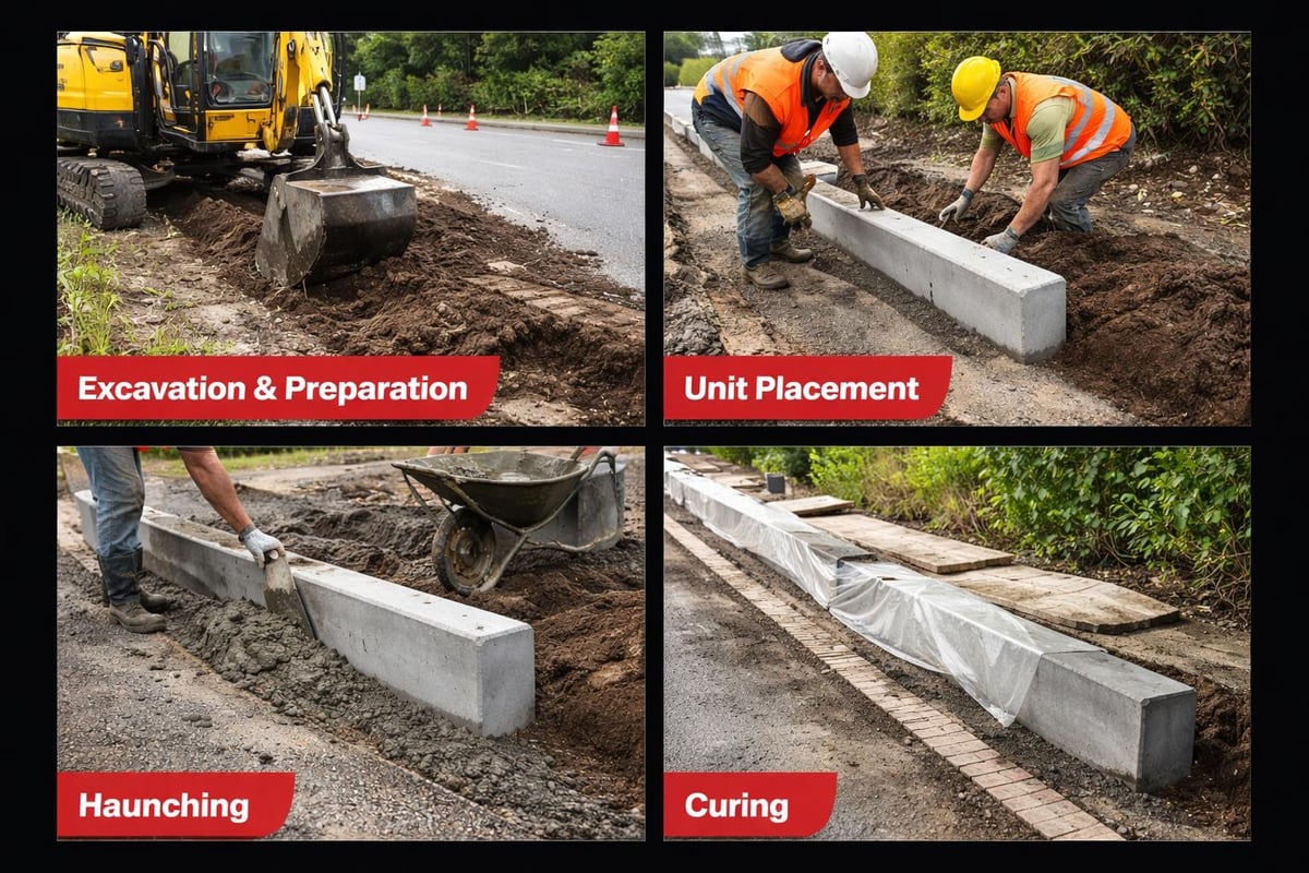 Concrete kerbing installation steps