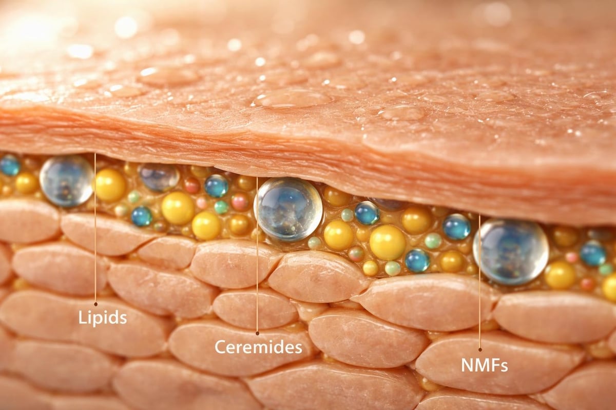 Skin barrier structure and moisture retention