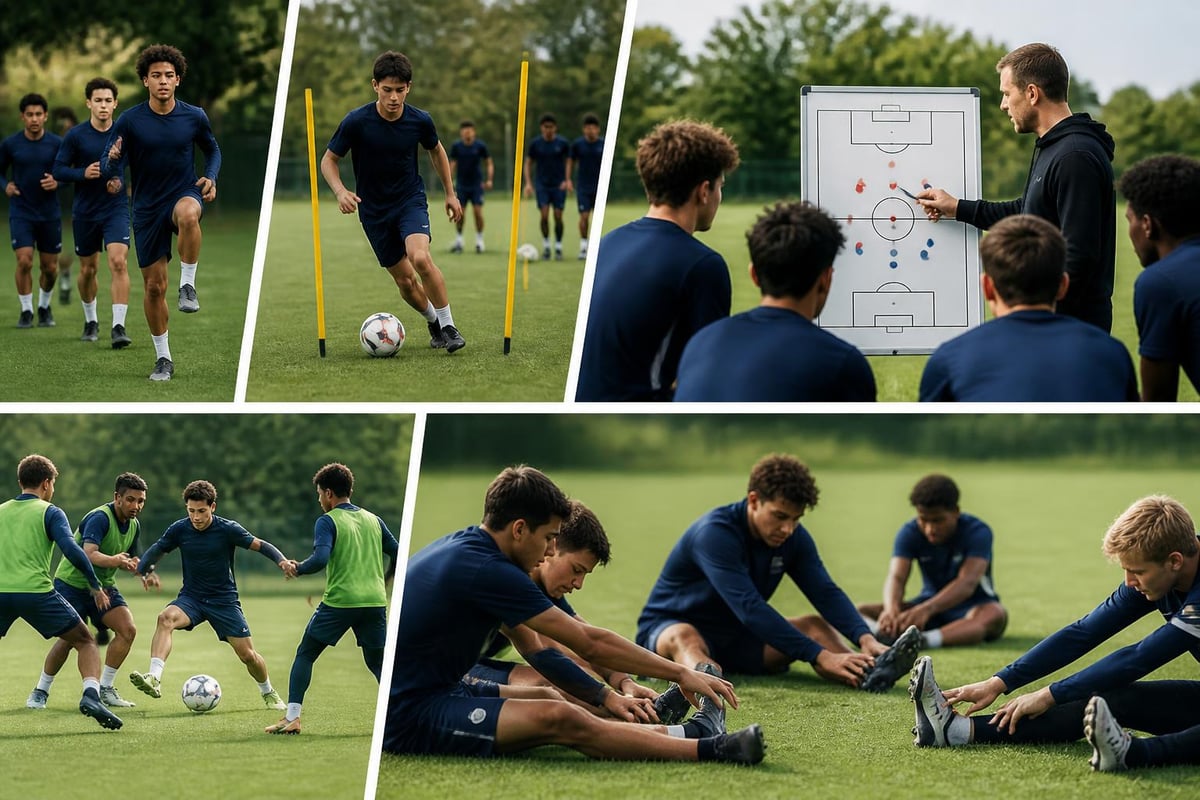 Structured soccer training session components
