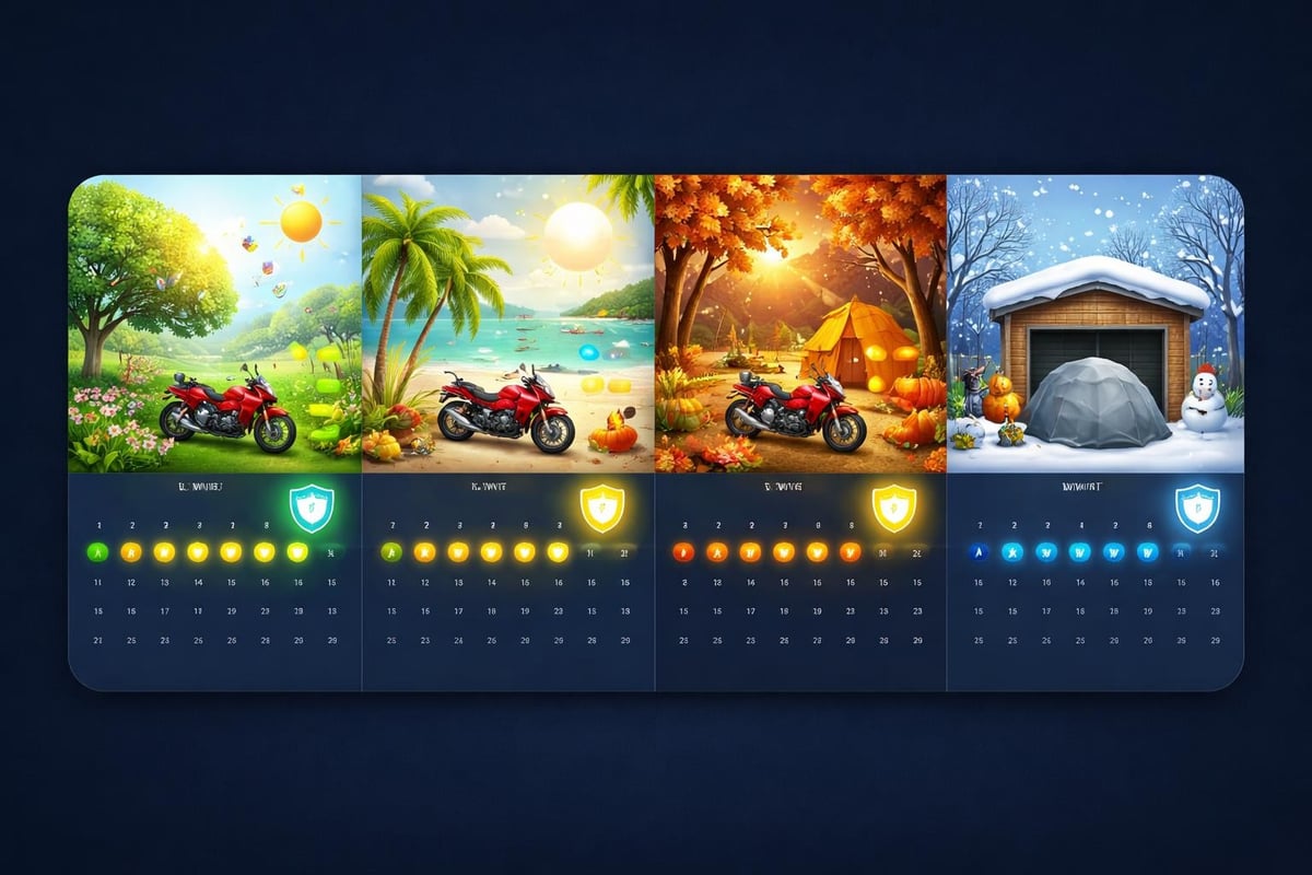 Calendario de uso estacional de motocicleta