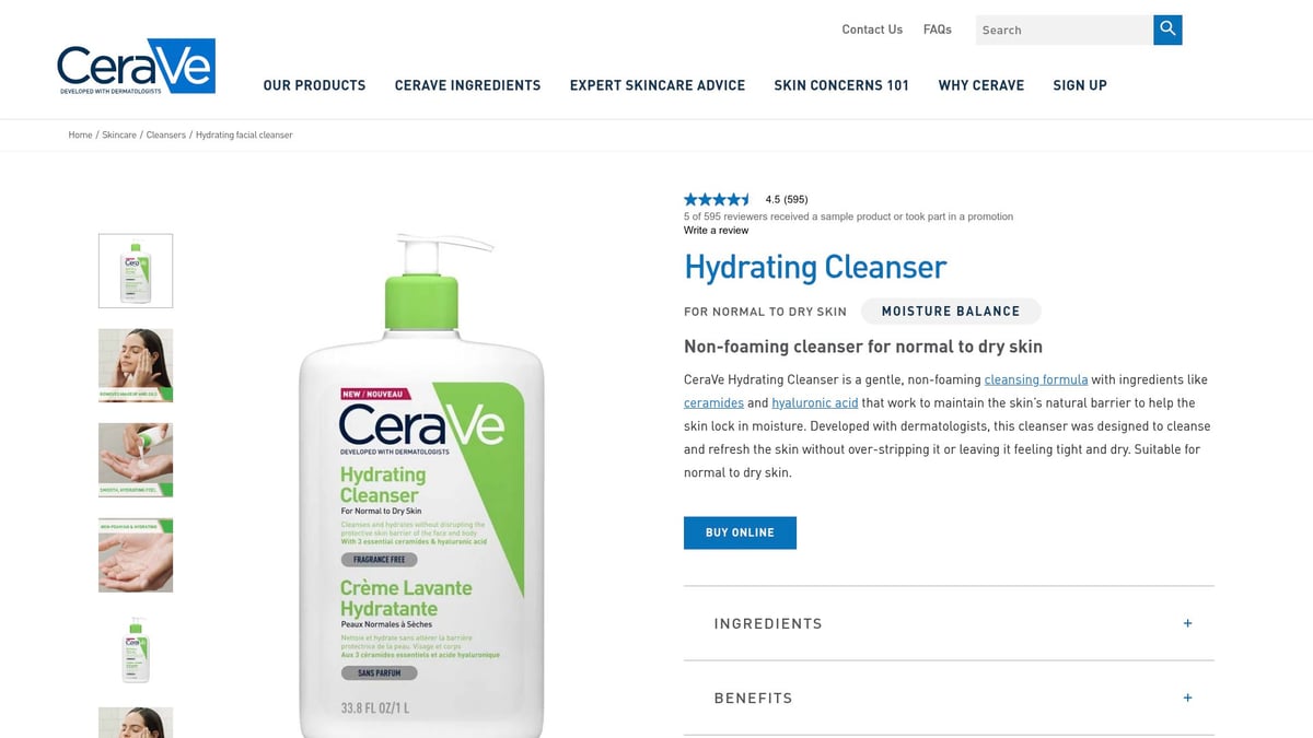 9 Essential Different Skin Care Products to Try in 2025 - CeraVe Hydrating Cleanser