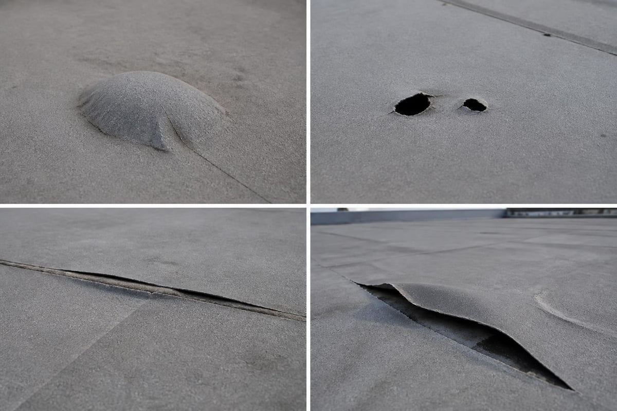 Common flat roof damage types
