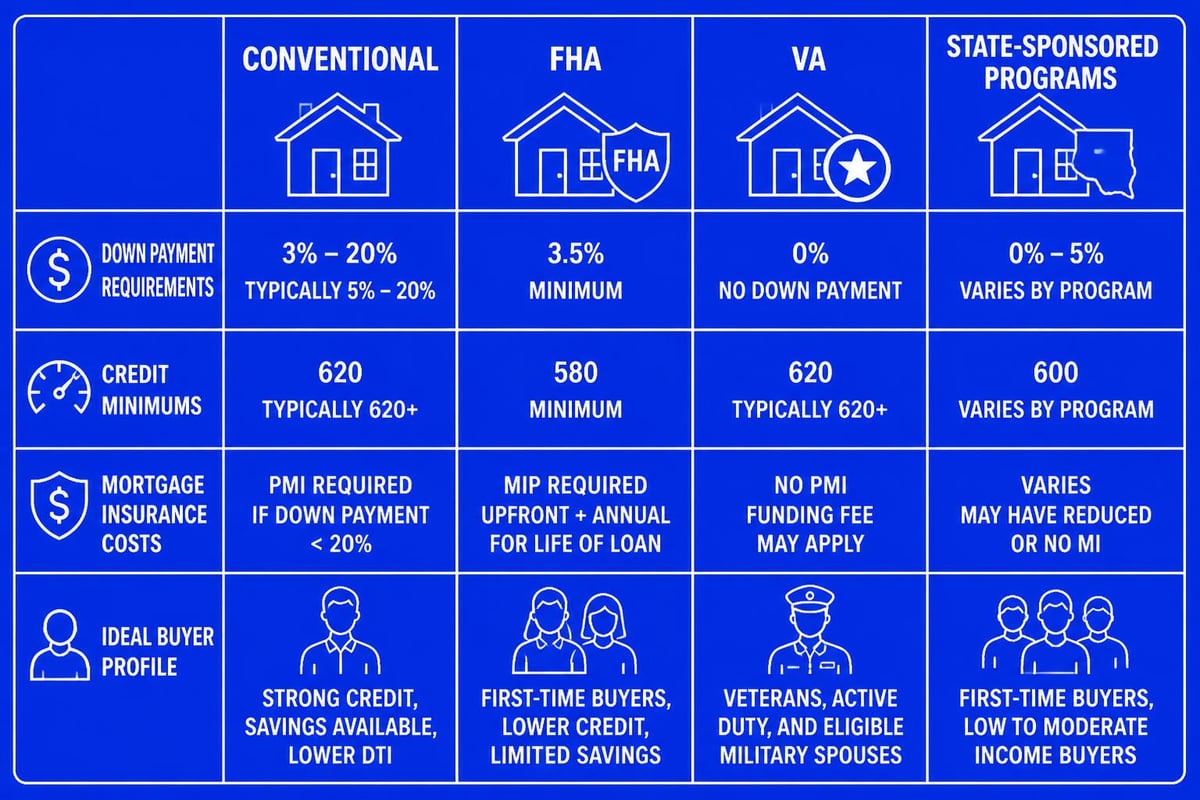 Comparison of mortgage programs for Washington first-time buyers