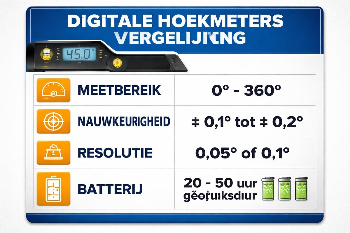 Digitale hoekmeter technische specificaties