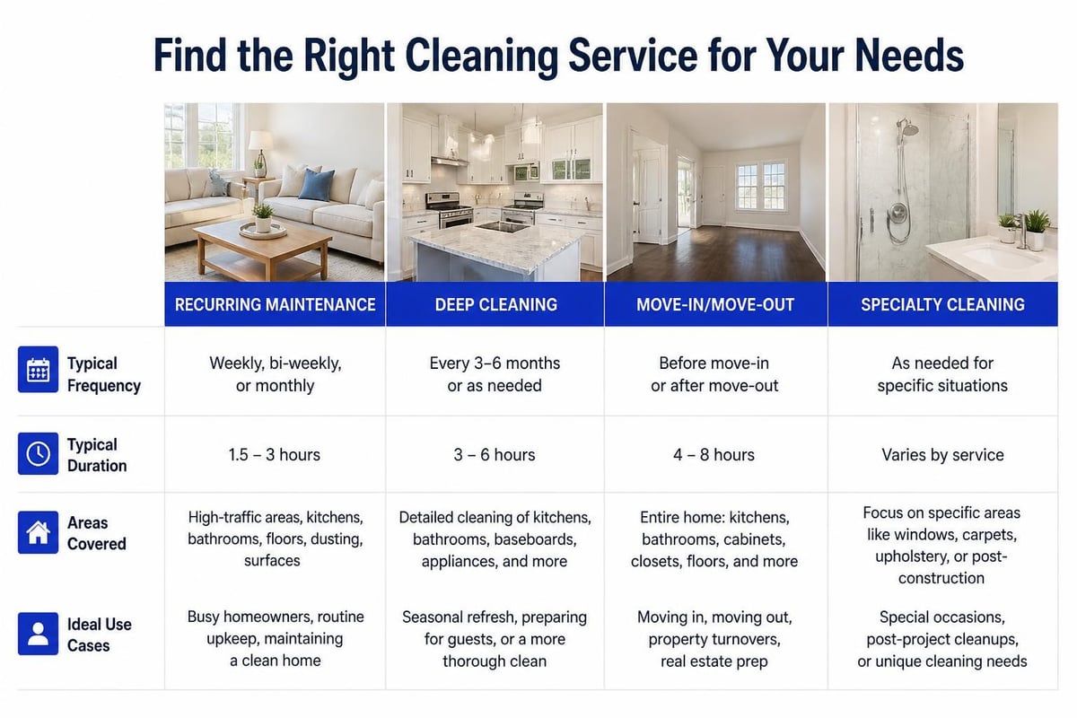 Apex cleaning service types comparison Apex cleaning service types comparison