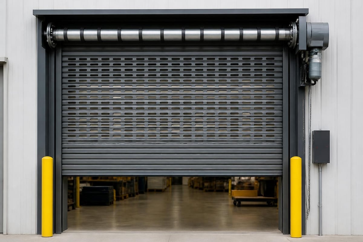 Roller security gate component assembly