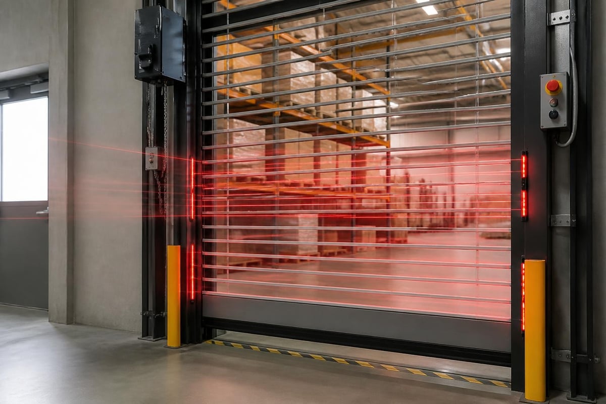 Roller security gate safety systems