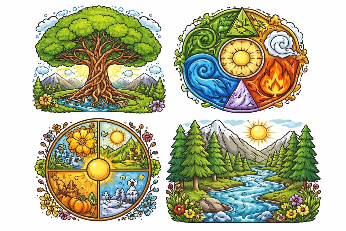 Nature themes in coloring