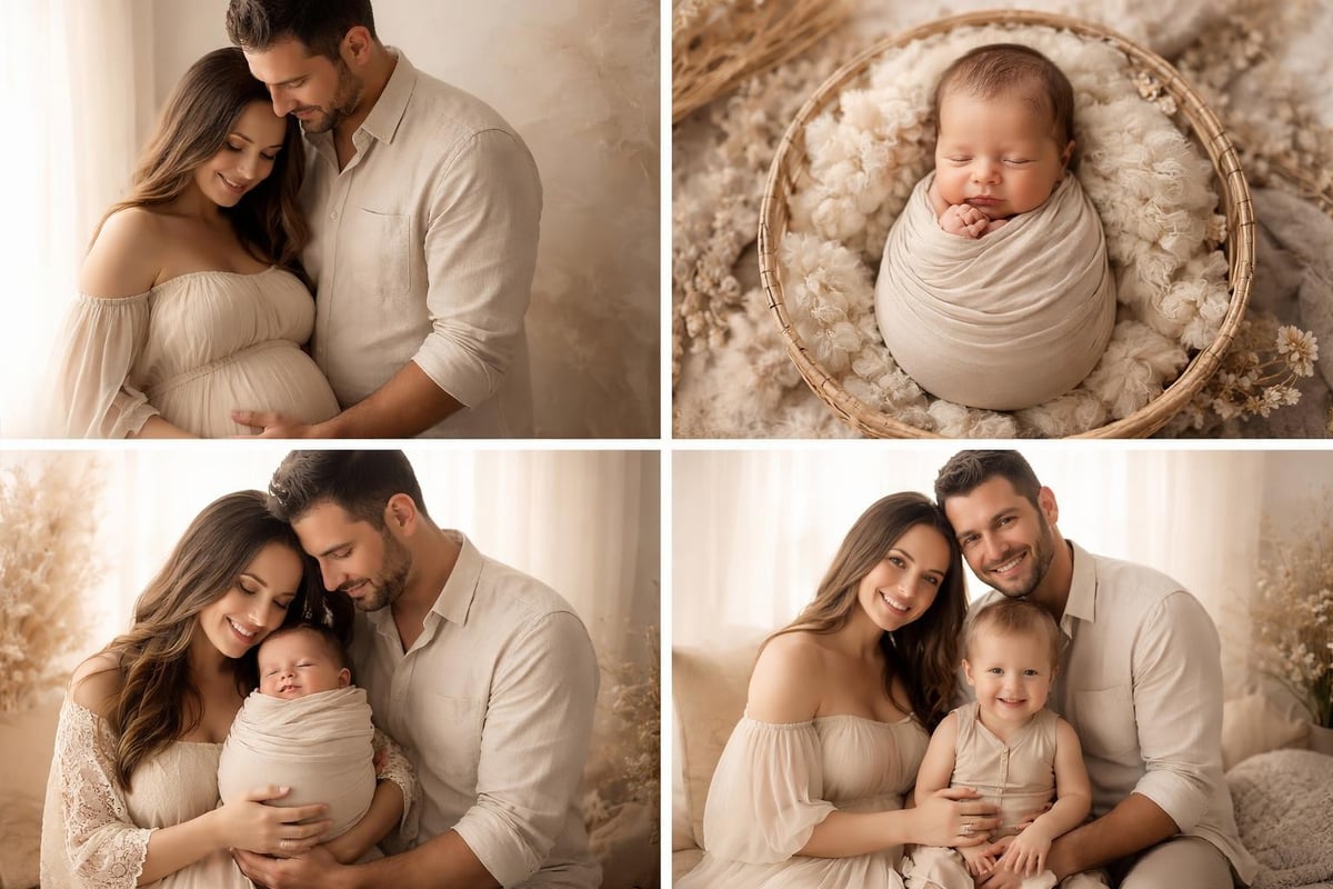 Newborn family photo styling