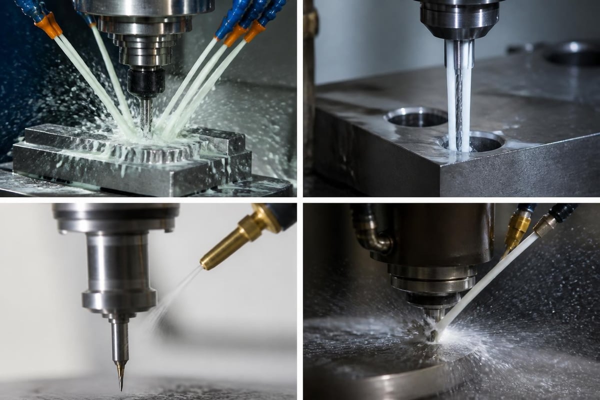 Metal cutting coolant application methods