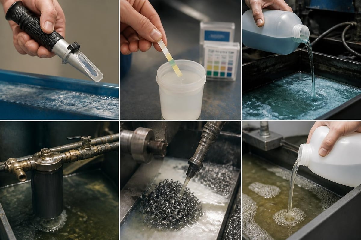 Metal cutting coolant maintenance cycle