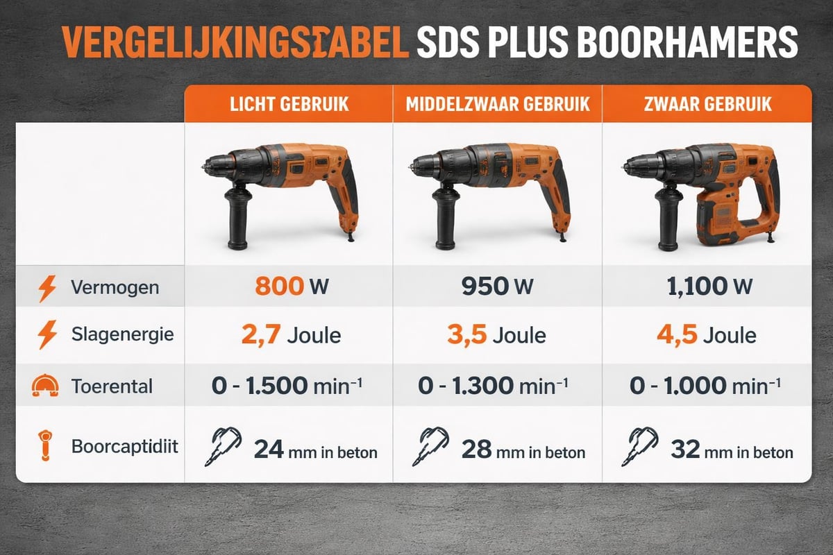 Specificatievergelijking boorhamers