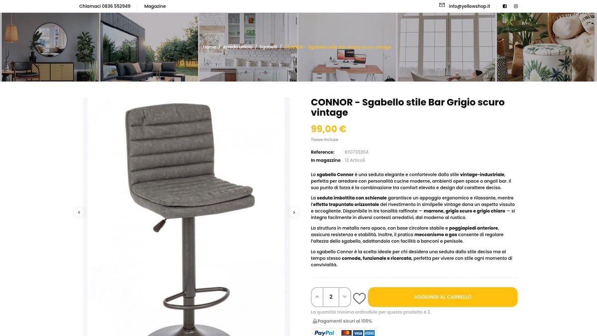 7 Idee Originali per Sgabelli Industrial da Arredo 2026 - Connor Sgabello Stile Bar Grigio Scuro Vintage - Yellowshop