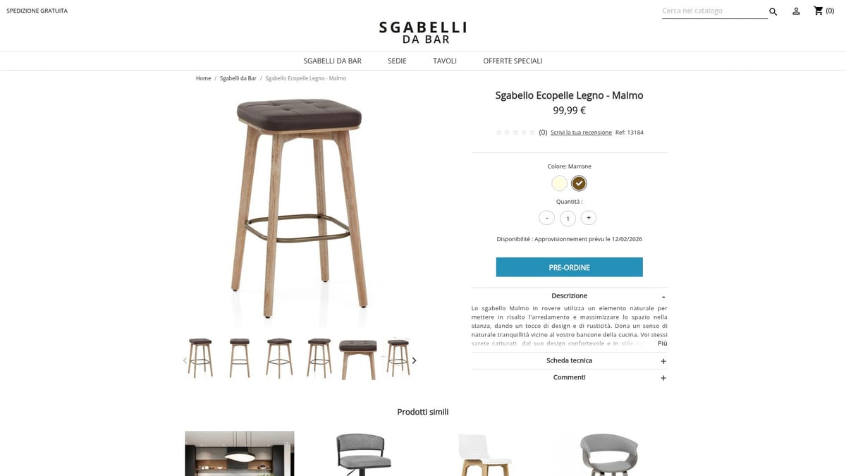 7 Idee Originali per Sgabelli Industrial da Arredo 2026 - Sgabello Ecopelle Legno - Malmo (Sgabelli da Bar)
