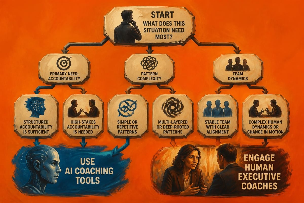 Decision framework for AI versus human coaching