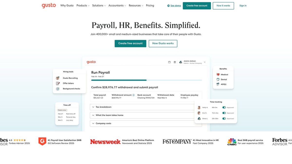 Top 10 SaaS Tools Transforming Businesses in 2026 - Gusto
