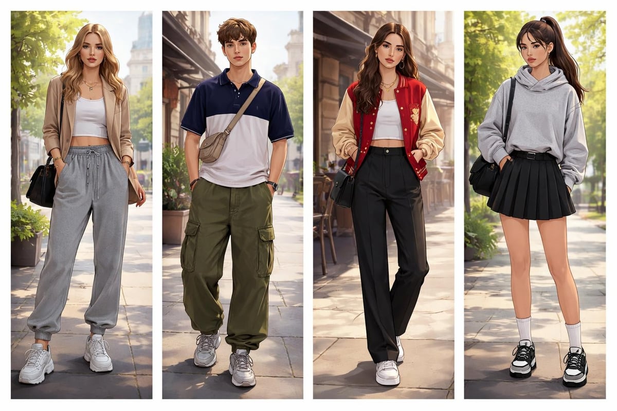 Preppy streetwear outfit combinations