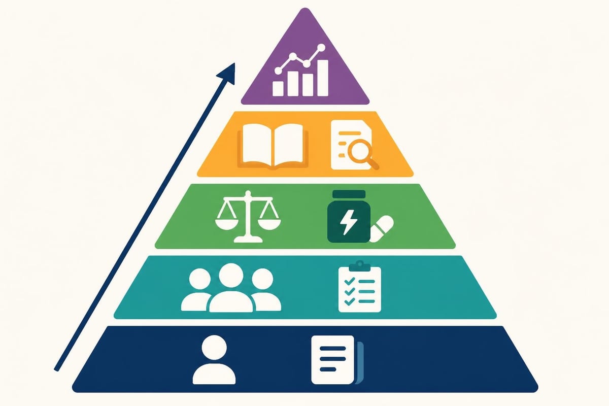 Research evidence pyramid for creatine