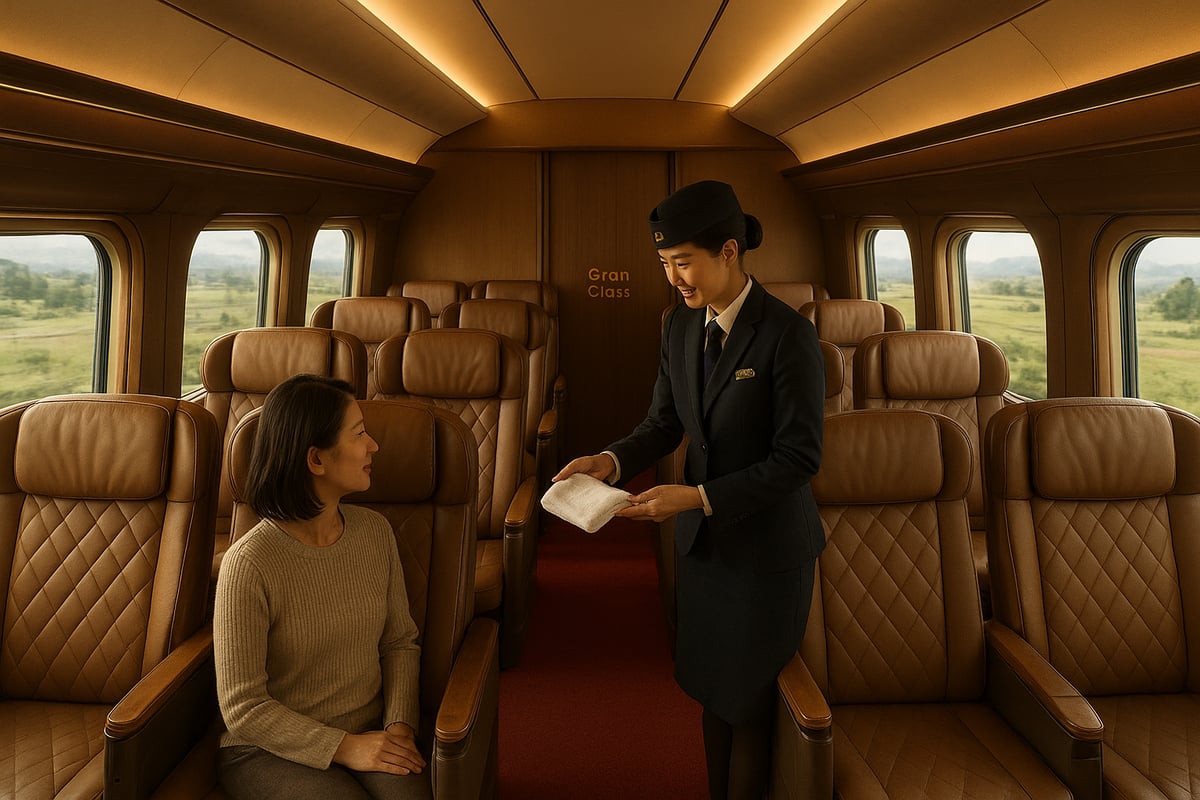 what is granclas . middle age woman talked to condcutor lady  about granclass, the train mode is woody and rich